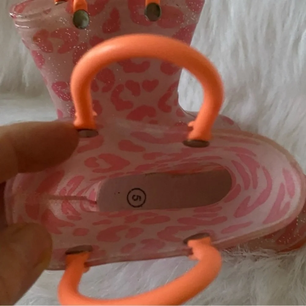 Zoogs Boots Girls‎ Size 5 Rain Slip On Orange-Pink